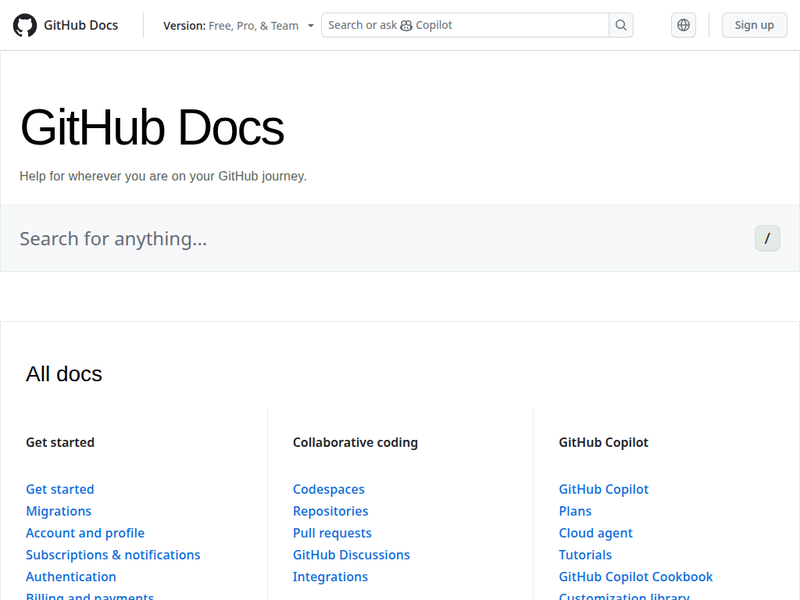 GitHub Docs-站点缩略图