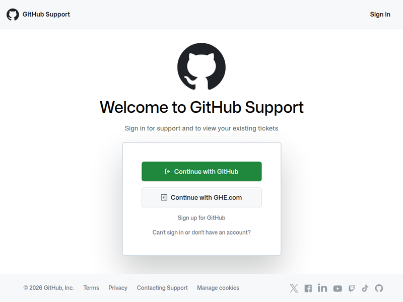 Sign in for Software Support and Product Help - GitHub 支持-站点缩略图