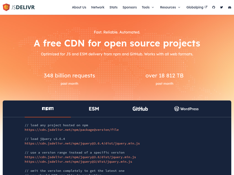 jsDelivr - A free, fast, and reliable CDN for JS and open source-站点缩略图